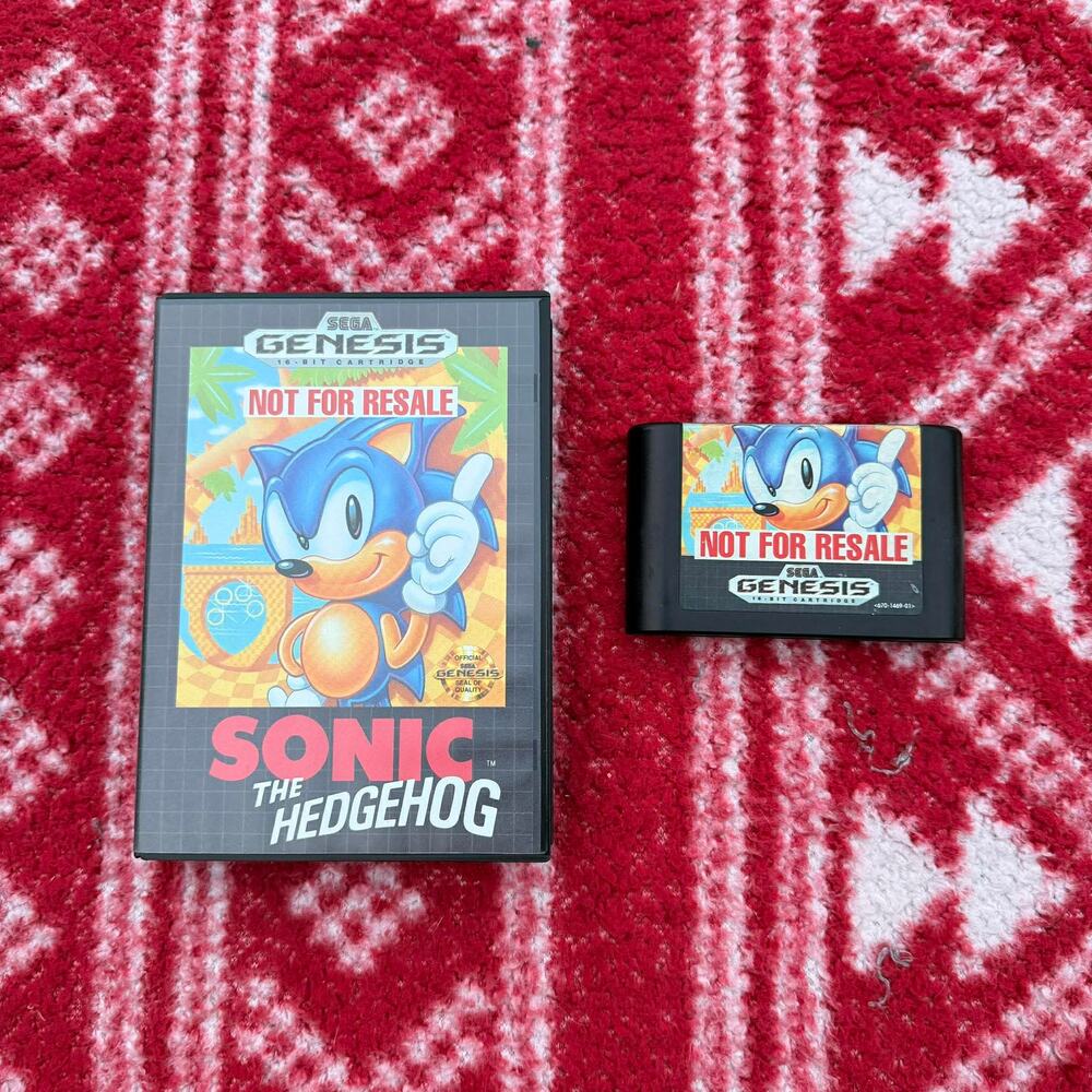 Sonic the Hedgehog (Sega Genesis, 1991) Not For Resale - Case & Cartridge